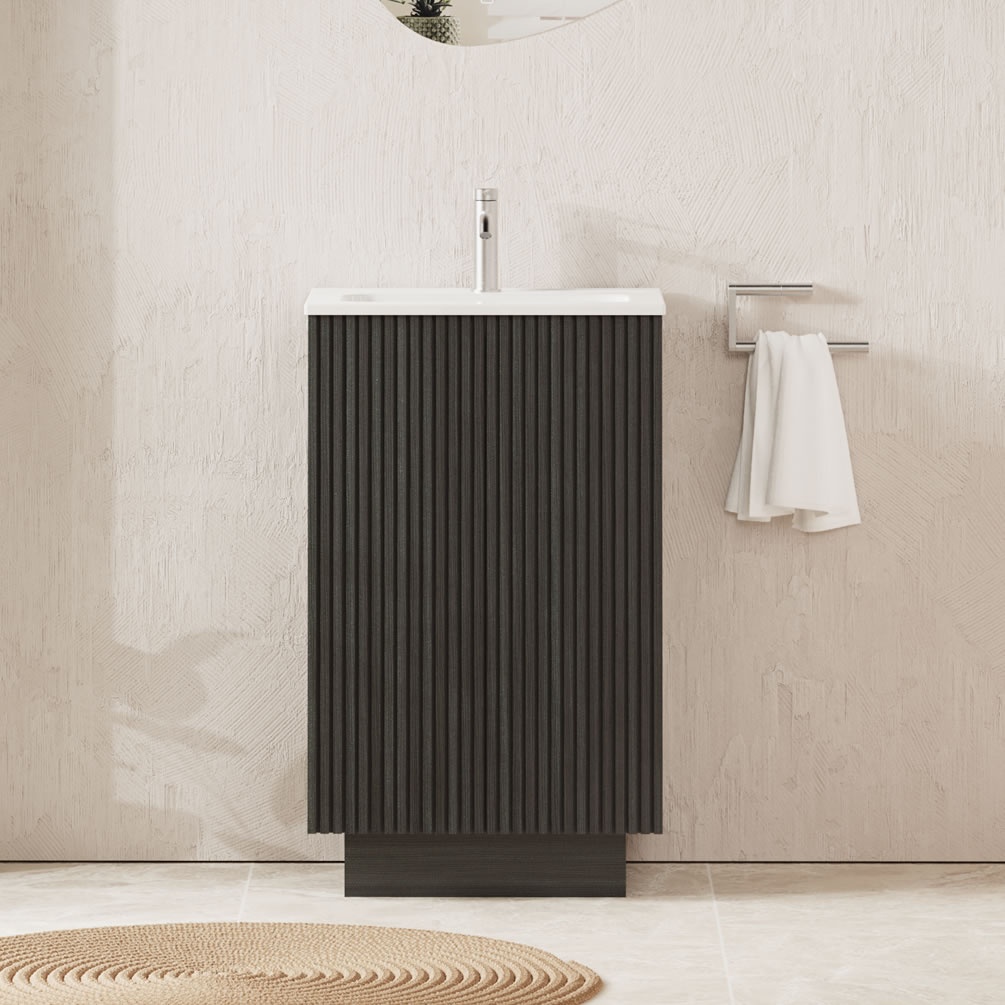 Lifestyle image of Crosswater Limit Steelwood 500mm Floorstanding Vanity Unit & Basin